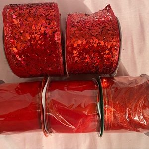 Christmas glitter wire ribbon 3yards each by 2.5" wide 5rolls